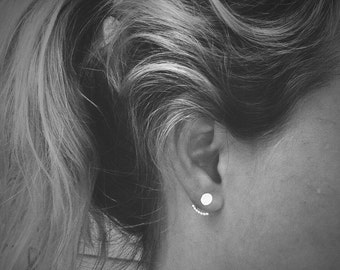Mini Beaded Anchor Earring Jackets and Full Moon Studs Combo - Renegade Silver - Smooth or Hammered Studs - Sterling Silver - Jewelry Gift