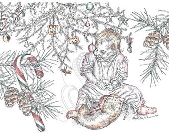 Mix and Match Christmas Card Set of 12 with Envelopes - Ink Drawing