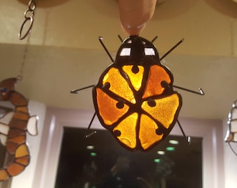 Large Sea Glass Lady Bug