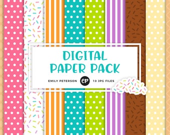 50% OFF SALE! Ice Cream Digital Paper, Sprinkles Background Paper - Commercial Use, Instant Download