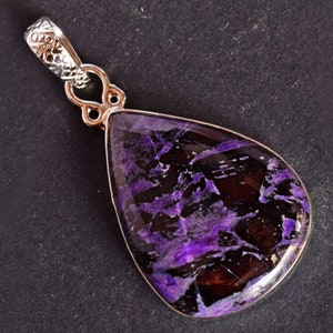 Amazing Quality Natural Dark Purple Sugilite Gemstone Pendant, 925 Solid Sterling Silver, Handmade, Women's Jewellery, Best Price, FSJ-1712