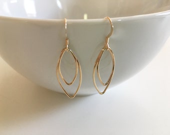 Gold-filled marquise link earrings