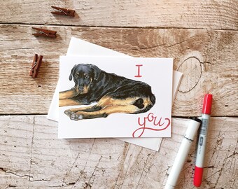 Mother's Day Rottweiler Card - Card for mom, Mother's day card, Cute Card For Mom, Mum, I Love You Card, Card for Wife, Card for Husband