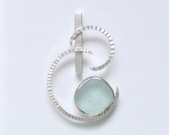 Sea Glass Jewelry - Sterling Pale Blue Sea Glass Pendant