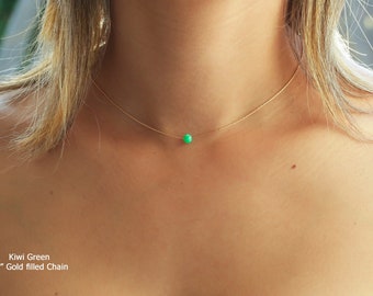 Opal jewelry, Opal necklace, opal ball necklace, opal gold necklace, gold filled tiny dot necklace, opal bead necklace, October birthstone