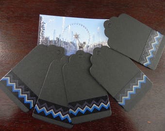 5 strong black 7 x 4 cm decorated with masking tape-zig zag