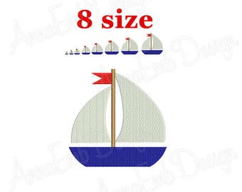 Sail Boat embroidery design. Sail Boat mini. Boat Silhouette. Sail Boat Fill Design. Nautical Embroidery Design. Machine embroidery design.