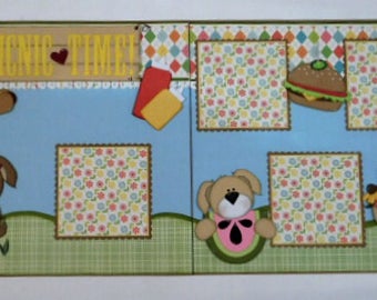 Picnic Pups Double Page Scrapbook Layout