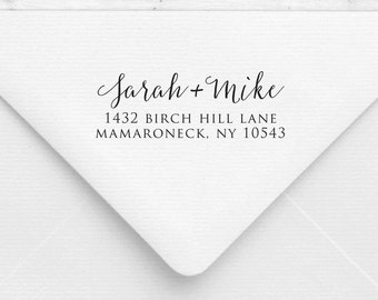 Return Address Stamp - Calligraphy & Handwriting Font. Handle or Self-Inking Return Address Stamp (8845)