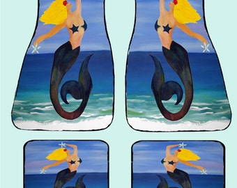 Blond Sexy Mermaid Art Car Mats front and rear from my original design