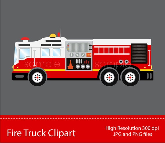 digital clipart fire truck clipart for scrapbooking