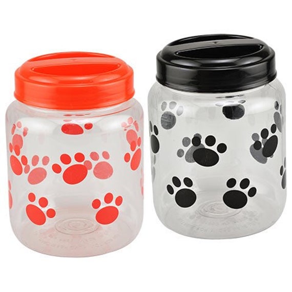 Dog Treats 35.5 oz. Plastic Jar Dog Treat Jar Black or Red