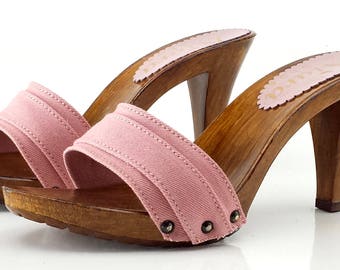 Wooden shoes pink-clogs pink-hooves pink 9 cm
