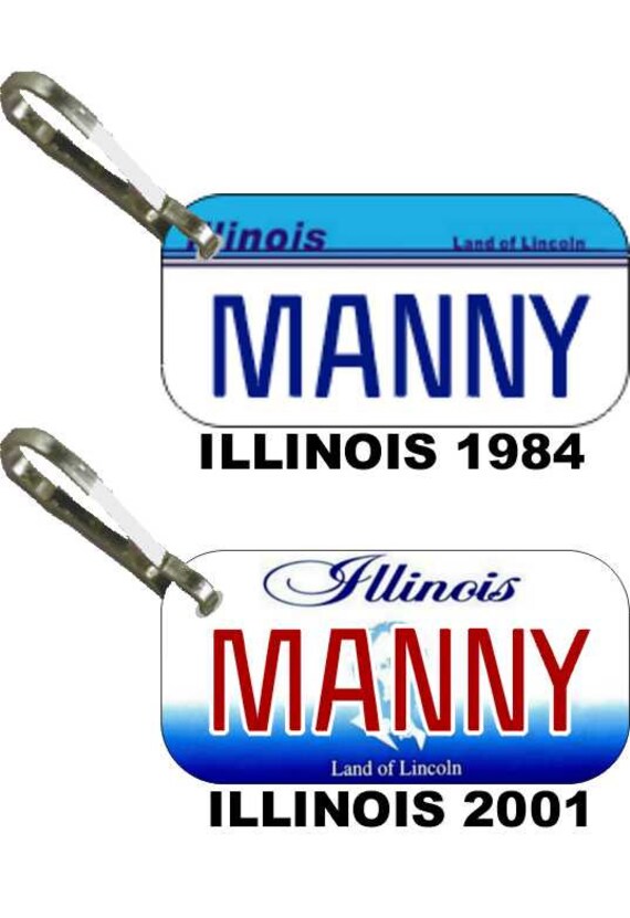 Personalized Illinois replica license plate zipper pull
