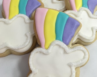 RAINBOW COOKIES, 12 Decorated Sugar Cookie Party Favors