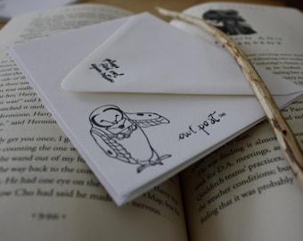 Letterpress Owl Post Harry Potter Stationery and Envelope Set of 4