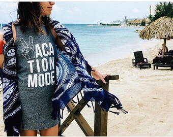 VACATION MODE womens graphic short tank dress