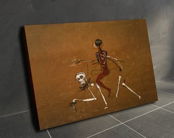 Basquiat print Oil Painting Artwork Canvas Wall Art Print "riding with death"