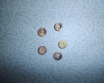 set of Brown/taupe 05 buttons plastic 1 cm