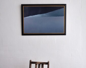 Oil painting abstract landscape painting from the series "landscapes", blue image by Wolf Magin, 1992