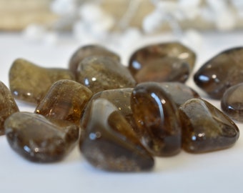 Dark African Citrine Natural Stone Tumbled Crystal Healing Prosperity Abundance, Citrine Tumbled Stone, Solar Plexus Chakra Stones