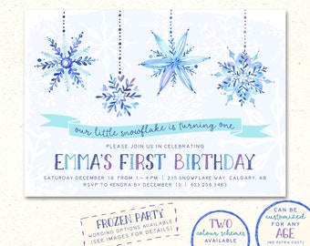 snowflake birthday invitation