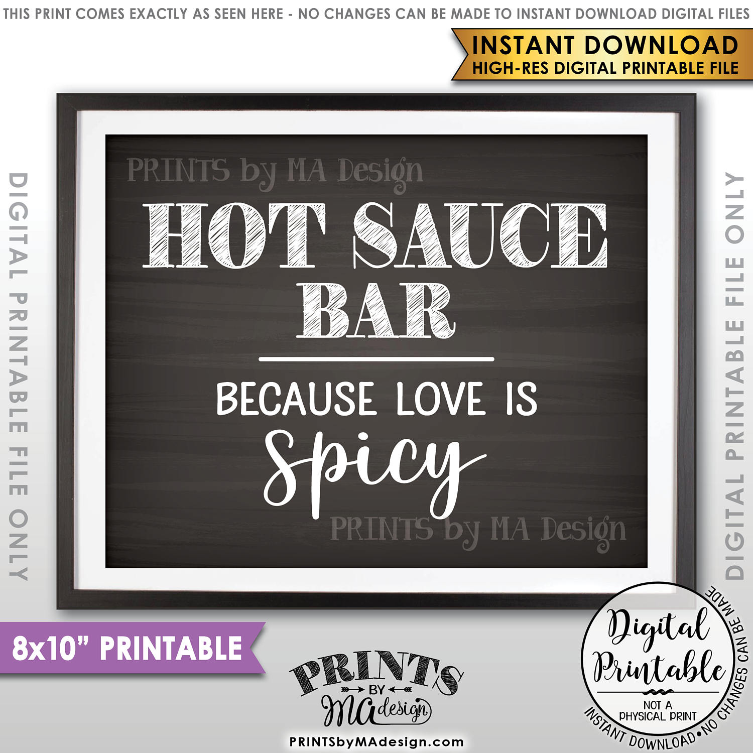 Hot Sauce Sign Hot Sauce Bar Love is Spicy Wedding Sign