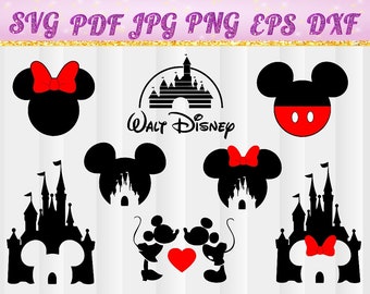 Disney Castle SVG, Heart, Head Mickey Mouse, Cinderella, Magic Kingdom, Disneyland, Silhouette, svg,jpg,pdf,png,dxf,eps, Cut Files, Cameo 6