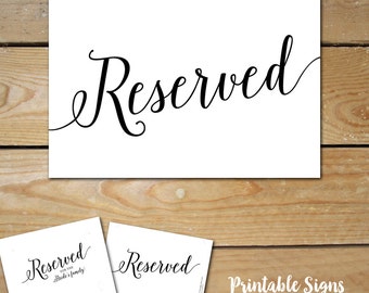 Elegant Reserved Table Sign Free Printable Template