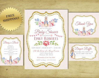PETER RABBIT Baby Shower Invitation with Add On | Beatrix Potter