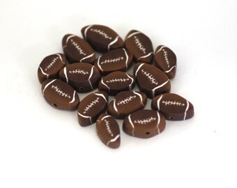 Football Beads, Polymer Clay Beads, Sports Beads, Cane Slices, 15 Pieces