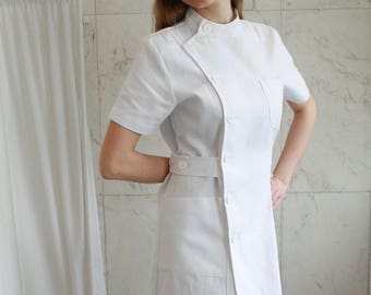 Nurse Uniform - Strict Nurse Uniform / Pin-Up Nurse / Vintage Nurse / ABDL Nurse / Nurse Dress with Short Sleeves + Nurse Cap