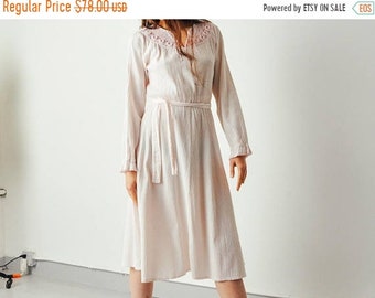 ON SALE - Vintage Pink Crochet & Gauze Dress