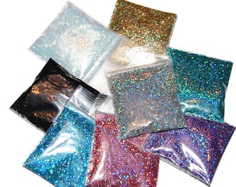 HoloGlitter Set, Nail Glitter, SOLVENT RESISTANT HOLOGRAPHIC Glitter Sampler Set for Glitter Nail Art, Glitter Nail Polish and Glitter Craft