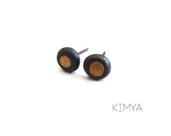 Gold Dots Earrings - Raw Silver Earrings - Silver & Gold Earrings - Mixed Metal Earrings - Tiny Stud Earrings - Organic Oxidized Earrings