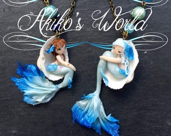 Your very own custom mermaid necklace - Kawaii jewelry made out of polymer clay- Stainless chain- Gift for her - Woman pendant