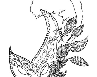 Mardi Gras Adult Coloring Book Digital Download Downloadable Pages Mask Theme Masquerade