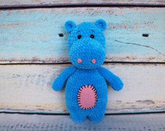 Hippo toy blue hippo gift Stuffed Animal toy baby hippo hippopotamus toy hippopotamus baby shower hippopotamus stuffed animal hippo plush