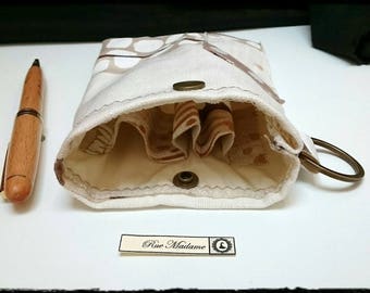Case for pens, cotton linen and lined silk with key