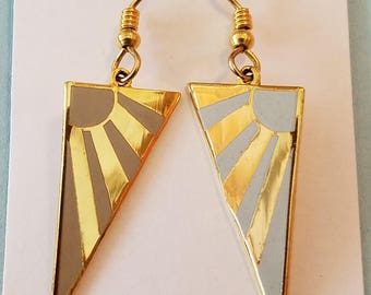 Vintage Roccoco enamel earrings, Roccoco earrings, enamel earrings