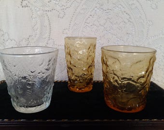13 Anchor Hocking Lido Seneca Amber and Clear Tumblers and Juice Glasses