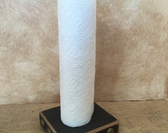 Rustic wood paper towel holder