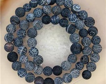 4 FIRE 10 MM BLACK DRAGON VEINS AGATE BEADS.