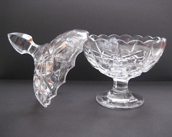 Vintage Crystal glass vase, sweets vase with dome lid, made in Yugoslavia