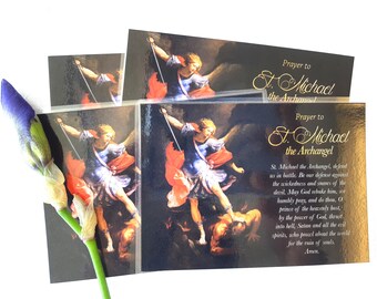 Saint Michael The Archangel, St Michael Prayer Cards, Religious Gift, Catholic Saint, St Michael Prayer, Protector, Set of 4