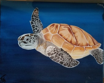 Underwater Sea Turtle on Canvas