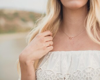 Mini Interlocking Circle Necklace | Minimalist, Delicate Jewelry | gold, silver, pink rose gold | karma, bridesmaid, love