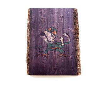 Notre Dame Leprechaun Rustic Wooden Sign - Notre Dame Fighting Irish Wood Wall Art - University of Notre Dame Football Wall Decor