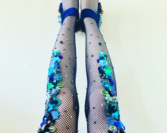 Blue Lagoon Sequin Fishnets