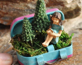 Getting Back to Nature Fairy and Suitcase for Miniature Garden, Fairy Garden